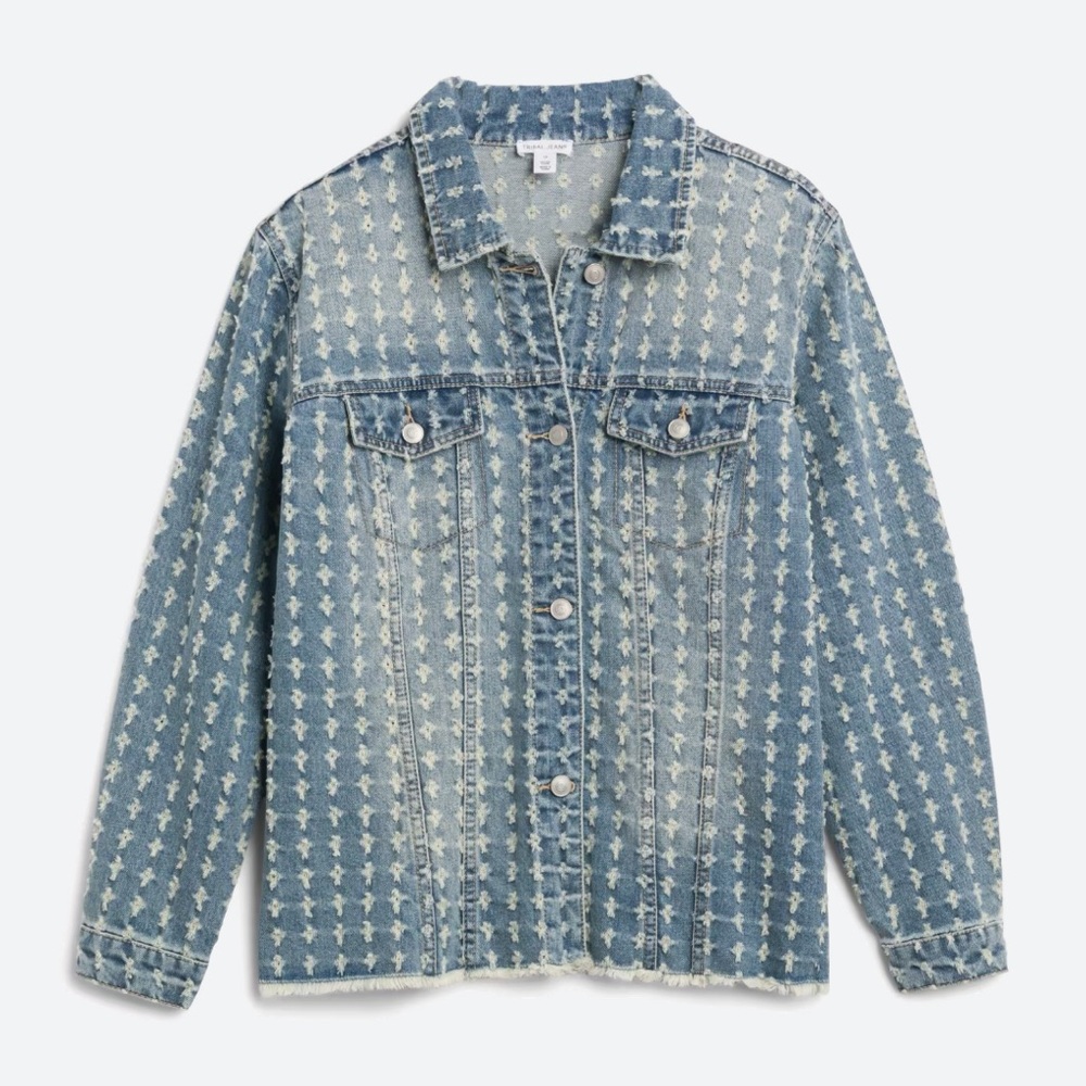 TRIBAL JEANS / Keem Fray Hem Jean Jacket, 2X